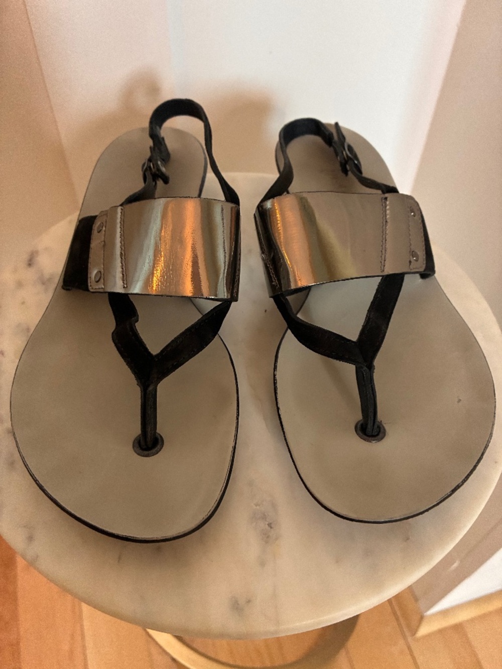 Paul Green black and metallic sandals